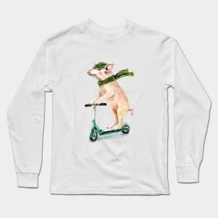 Piggy on a scooter Long Sleeve T-Shirt